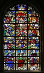 Raam w32 met de Litanie van de Maagd en St. Lubin, St. Johannes de Doper en St. Maur