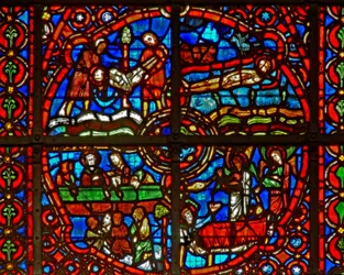 Raam w39 met scènes uit het leven van St. Laurentius