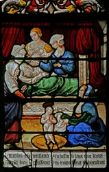 Raam w3 met de geboorte van St. Nicolaas