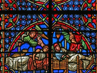 De gelijkenis van de rijke man en Lazarus - hun dood