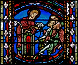 Raam w53 met afbeelding van St. Johannes de Doper die predikt