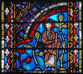 Raam w53 met afbeelding van St. Johannes de Doper vertrekt naar de woestijn