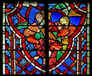 Raam w5 Simson brengt de tempel neer Rechters XVI:28