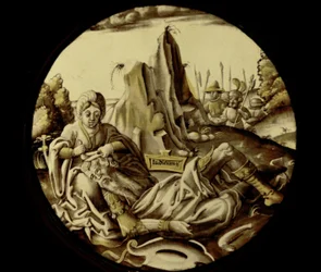 Raam w69 met Delila die Samsons haar knipt