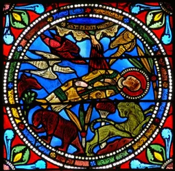 Raam wXVII met het dode lichaam van St. Stefanus dat aan de dieren wordt overgelaten