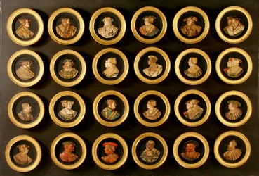 Een collectie van vierentwintig tekenaars als portretmedaillons