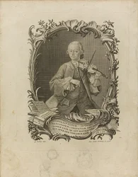 Leopold Mozart. Frontispice van de Versuch einer gründlichen Violinschule, 1756