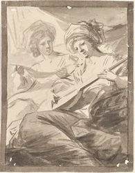 Twee vrouwen met mandoline (studie voor dubbelportret van de zusters Victoire en Sophie von Fries?)