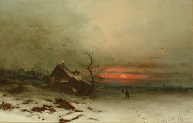 Terug naar huis bij zonsondergang