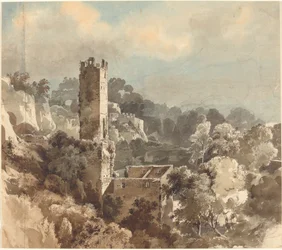 Ruïnes van een Versterkte Toren tussen Beboste Heuvels