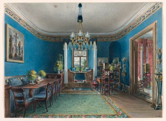 Tekening, De blauwe kamer, Schloss Fischbach, 1846