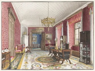 De rode kamer, Schloss Fischbach, ca. 1846