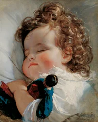 Portret van prinses Marie van Liechtenstein (1834-1909) op tweejarige leeftijd