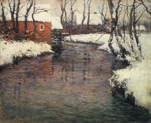 Een winter rivierlandschap