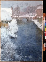 Winterlandschap met rivier