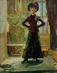 Portret van de dochter in zwart kostuum