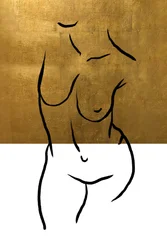 Gouden naakt-lijntekening