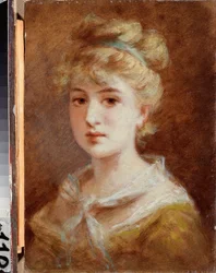 Une femme parisienne (Een Parijse Vrouw) - Schilderij door Fyodor Petrovich Tchumakov (Tchoumakov) (1823-1911), Russische kunst eind 19e-begin 20e eeuw, modernisme - M Tuganov Kunstmuseum van de Noord-Ossetische, Vladikavkaz (Rusland)