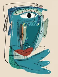 Abstract Blue Face