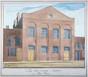 Lion Street Baptistenkapel, nabij New Kent Road, Southwark, Londen, 1826