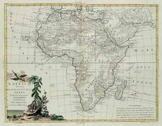 Afrika verdeeld in zijn belangrijkste staten, gravure door G. Zuliani uit Tome I van de Nieuwste Atlas gepubliceerd in Venetië in 1776 door Antonio Zatta, Privécollectie