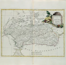 Andalusië en Granada, gravure door G. Zuliani uit Tome I van de Nieuwste Atlas gepubliceerd in Venetië in 1776 door Antonio Zatta, Privécollectie