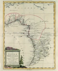 Oost-Guinea met de Koninkrijken Loango, Congo, Angola en Benguela, gravure door G. Zuliani uit Tome IV van de "Nieuwste Atlas" gepubliceerd in Venetië in 1784 door Antonio Zatta, Privécollectie