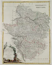 Gouvernances van Anjou, Saumurois, Touraine en Poitou, Aunis en Saintonge met die van Anjoumois, gravure door G. Zuliani uit Tome I van de Nieuwste Atlas gepubliceerd in Venetië in 1777 door Antonio Zatta