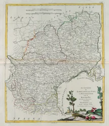 Gouvernances van Langedoc, Foix en Roussillon met Rouergue, gravure door G. Zuliani uit Tome I van de Nieuwste Atlas gepubliceerd in Venetië in 1777 door Antonio Zatta, Privécollectie