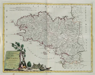 Golf van Bretagne, gravure door G. Zuliani uit Tome I van de Nieuwste Atlas gepubliceerd in Venetië in 1777 door Antonio Zatta, Privécollectie