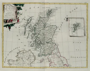 Het koninkrijk Schotland, gravure door G. Zuliani uit Tome I van de Nieuwste Atlas gepubliceerd in Venetië in 1776 door Antonio Zatta, Privécollectie