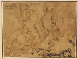 Festival voor de god van de tuinen (Bacchanaal met een nimf gedragen door een centaur die een herem bekroont)