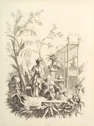 Chinoiserie met figuren in een landschap, 18e eeuw