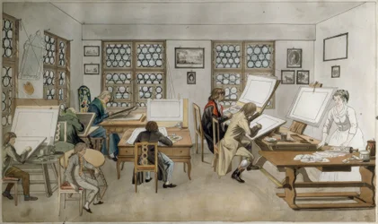 Het atelier van colorist Bartholomäus Fehr in St. Gallen