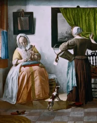 G. Metsu, dame die een brief leest en dienstmeid