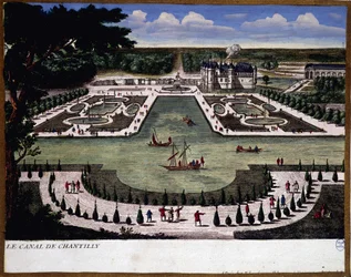 Kanaal van het domein van Chantilly - gravure door Perelle