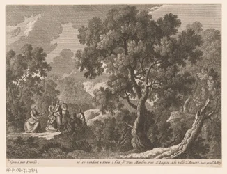 Landschap met Christus predikend voor kleine groep mensen Landschappen met scènes uit het leven van Christus (series title)