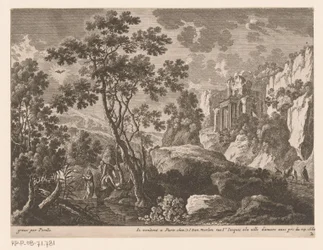 Landschap met de doop van Christus in de Jordaan