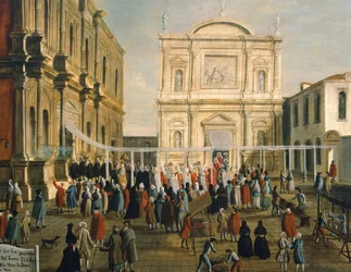 Doge en heren in de kerk van San Rocco op Heilige dag (detail)