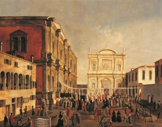 Doge van Venetië en Signoria bij de Kerk van San Rocco op de feestdag van de heilige