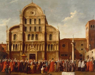 Italië, Veneto, Venetië, Doge van Venetië bij de kerk van San Zaccaria