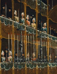 Lunch in het San Beneto Theater aangeboden door de Doge ter ere van prinsen van het noorden, Venetië, door Gabriel Bella (1730-1799) (detail)