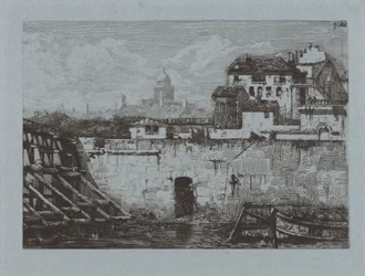 Ruïnes van het Hôtel de Brentonvilliers, op de punt van het Île Saint-Louis