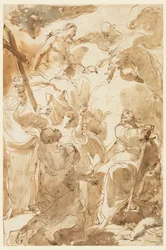 Tekening, De Drie-eenheid en de apostelen, Petrus en Paulus, 1770-80
