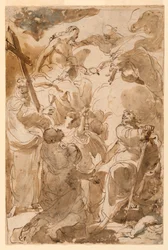 Tekening, De Drie-eenheid en de apostelen, Petrus en Paulus, 1770-80