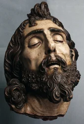 Hoofd van Johannes de Doper (geschilderd hout)
