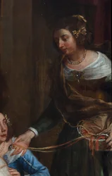 Aartshertogin Isabella van Spanje, die haar juwelen schenkt aan de Basiliek van Sint-Maarten in Halle