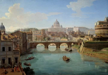 Zicht op de Basiliek van St. Pieter in Rome (detail)