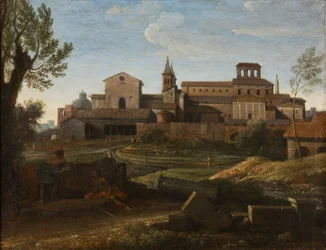 Italiaans landschap met uitzicht op Sint Giovanni in Laterano