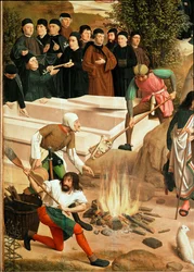 Het lot van het gebeente van Johannes de Doper (schilderij op eikenhout)